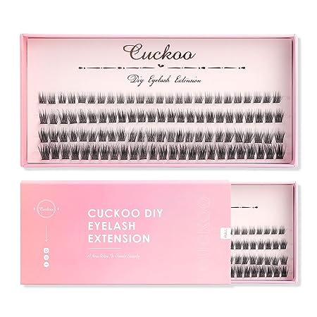 Cuckoo Cluster Lashes Individual False Eyelashes Extension, DIY Eyelash Extensions, 3D Fluffy Effect C Curl Mixed Length Individual Cluster Lashes(9mm*25 12mm*50 15mm*25), 100 Pcs Volume Lash Clusters
