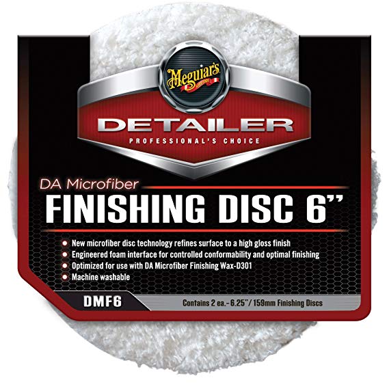 Meguiar's 6" DA Microfiber Finishing Disc – Microfiber Pad to Polish & Wax – DMF6, Pack of 2