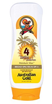 Australian Gold SPF 4 Lotion Sunscreen, Moisture Max, 8 Fl Oz