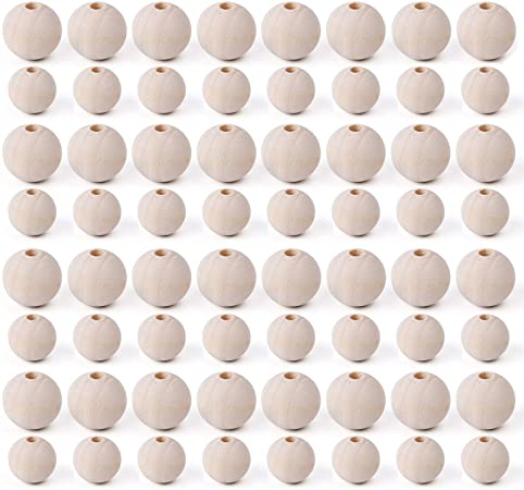 Foraineam 300 Pieces 20mm and 16mm Wood Beads Unfinished Natural Wooden Loose Beads Round Ball Wood Spacer Beads for Crafts DIY Jewelry Making