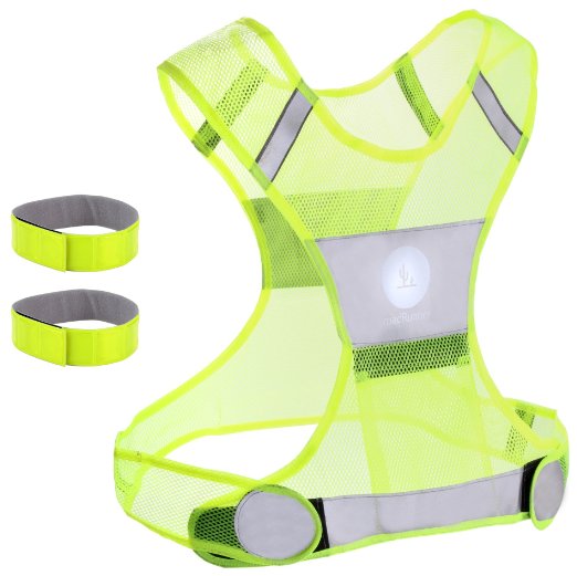 Reflective Vest for Running or Cycling Including Two 3M Safety Reflective Bands (Women and Men, with Pockets, Gear for Jogging, Biking, Walking)