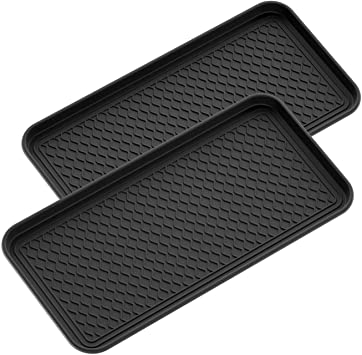 Magicfly Shoe Mat Tray, 30 x 15 x 1.2 Multi-Purpose Black Tray for All Weather Indoor Or Outdoor Use, Pack of 2