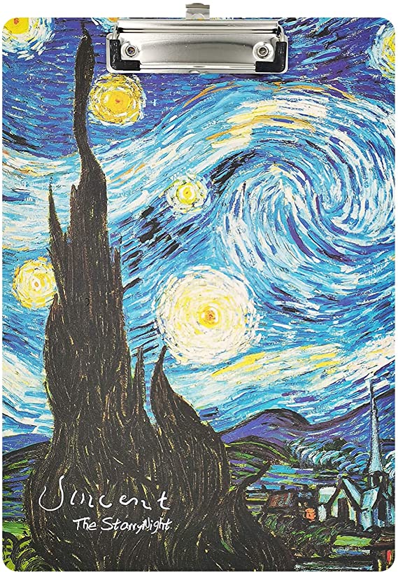 Starry Night Clipboards, Cute Clipboard for Women, Writing Pads for Students, A4 Letter Size Clipboards for Office Supplies, Art Decorative Paperboard Clipboard with Low Profile Clip (Starry Night)