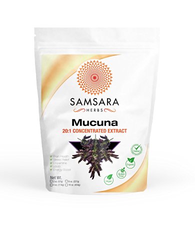 Mucuna Pruriens Extract Powder (4oz/114g) (Kapikachhu, Velvet bean) ORGANIC - Dopamine, 25% L-DOPA, Relaxation, Sleep