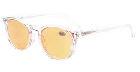 Eyekepper Retro Oval Round Computer Glasses Spring-Hinges Computer Eyeglasses Clear Frame
