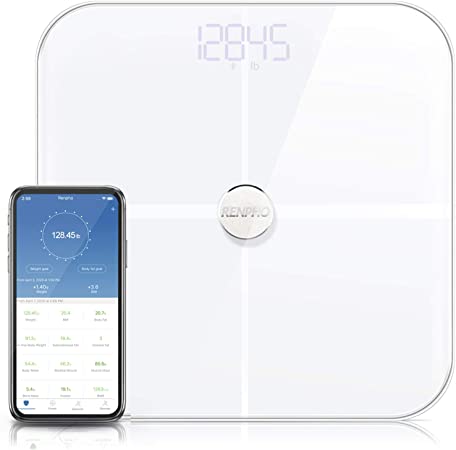 RENPHO Smart Bluetooth Body Fat Scale Digital Bathroom Weight BMI Scales, Wireless Digital Bathroom Scale, 13 Measurements Fitness Body Composition Analysis & Health Monitor, ITO White