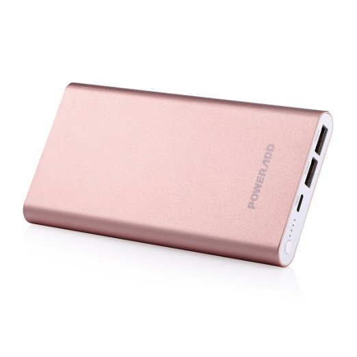 Apple Lightning 12000mAh Portable Phone Charger Power Bank, Poweradd Pilot 4GS Dual 3A Output External Battery Pack with ID Indentify Tech for iPhones and Androids - Rose Gold