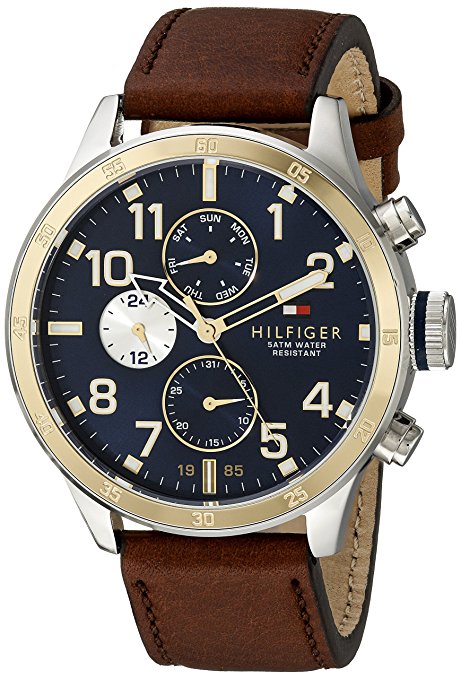 Tommy Hilfiger Men's 1791137 Cool Sport Two-Tone Stainless Steel Watch with Leather Band