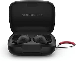 Sennheiser Momentum Sport Earbuds with Fitness Tracker for Heart Rate and Body Temperature - Crystal-Clear Sound with Adaptive ANC, Secure Fit, 24-Hour Battery Life - Black