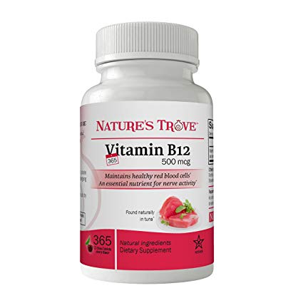 Vitamin B12 500 mcg by Nature's Trove - 365 EZ Chew Tablets Cherry Flavor