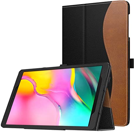 MoKo Case Fit Samsung Galaxy Tab A 10.1 2019, Premium Slim Folding Stand Cover Case for Galaxy Tab A 10.1 Inch SM-T510/SM-T515 2019 Release Tablet - Black & Bown