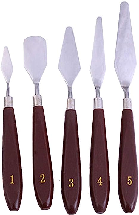 5 Pcs Painting Scraper Set Stainless Steel Color Mixing Spatula Palette Knife Art Painting Tools for Oil Painting, Acrylic Painting, Acrylic Mixing and More