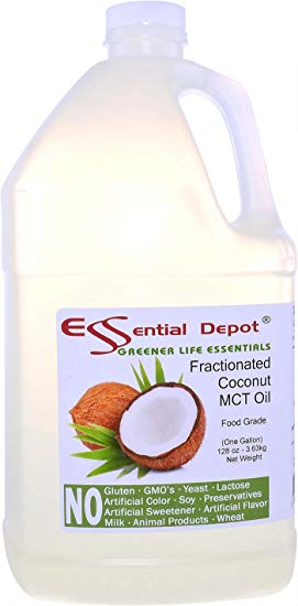Coconut Oil - Fractionated - MCT Oil - 1 Gallon - 128 oz - Food Grade - safety sealed HDPE container with resealable cap