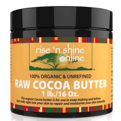 Raw Cocoa Butter (16 oz) with RECIPE EBOOK - Perfect for All Your DIY Home Recipes Like Soap Making, Lotion, Shampoo, Lip Balm & Hand Cream - Unrefined Organic Cacao Butter Good for Stretch Marks