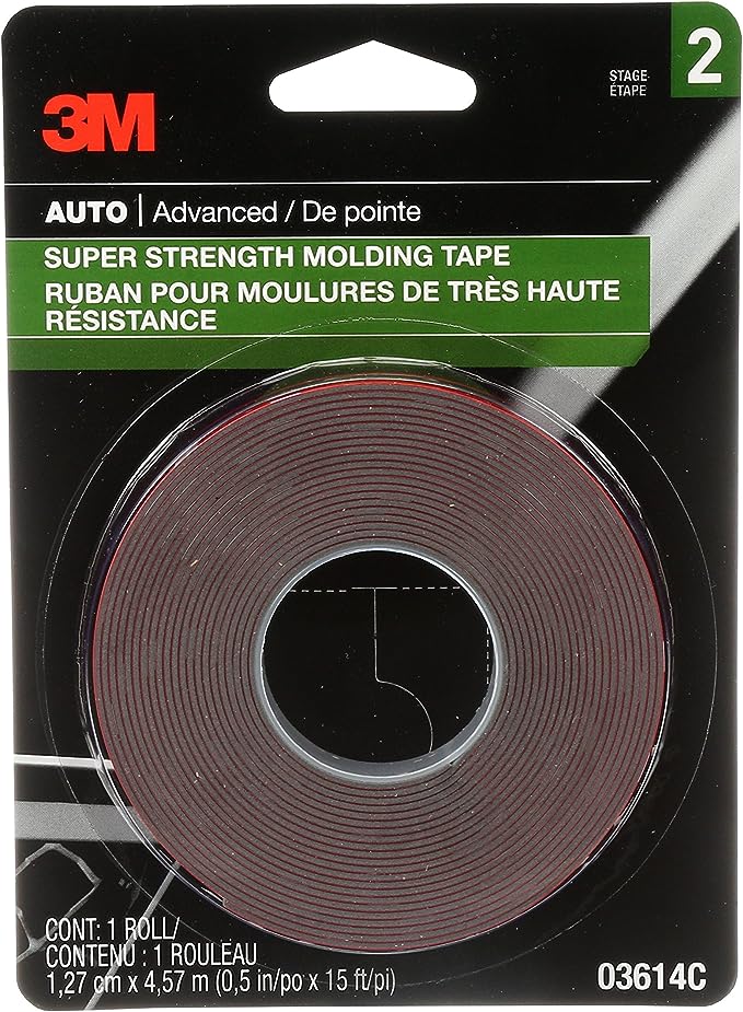 3M Molding Tape, Super Strength Self Sticking Adhesive for Automotive, Double Sided Mounting Tape - 03614C