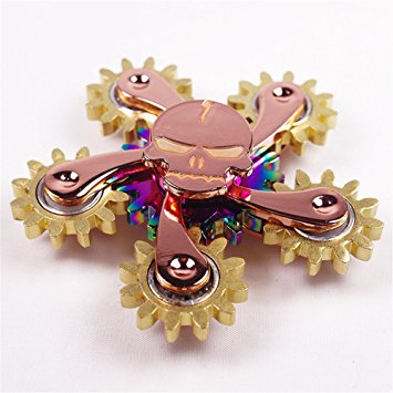 6 Gears Metal Finger Fidget Spinner Skull Rose Gold Toy with High Speed Stainless Steel for Kids Adults Toys,3-5 Minutes Spins