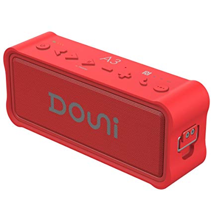 Douni A3 Portable Wireless Outdoor Bluetooth Waterproof Speaker IPX7 Water Resistant Dustproof 20W Shower Speaker,Built-in Mic,DSP Enhanced Bass,TF Card,NFC Long Playing Time (Red)