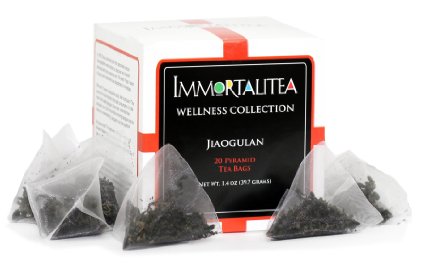 Jiaogulan Tea - 100% Gynostemma pentaphyllum - Best Quality Natural Longevity Herb - 20 count Pyramid Tea Bags