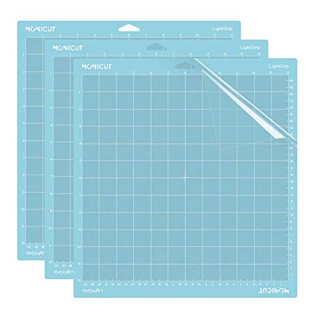 Monicut 12x12 Lightgrip Cutting Mat for Cricut Explore One/Air/Air 2/Maker(3 Pack) Adhesive&Sticky Non-Slip Flexible Square Gridded Blue Cut Mat Replacement for Crafts, Quilting, Sewing and All Arts