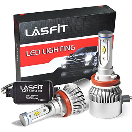 LASFIT LS Series H11/H8/H9/H16 LED Headlight Kits-LUMILEDS LUXEON Z ES Chips-90W 10000LM 6000K-Hi/Lo Beam/Fog Light-2 Yr Warranty