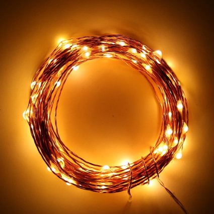 String Lights Copper Wire, Addlon 16ft 50LED Starry String Lights Battery Powered Rope Lights Copper Wire String Lights for Christmas Wedding Home Indoor Outdoor Decorating (Warm White)