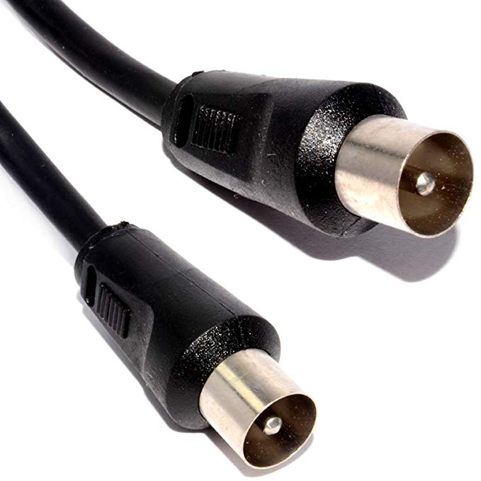 kenable RF Coaxial TV Aerial Lead Coax Male Plug to Plug Black RG59 Cable 1m