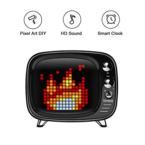 Divoom Pixel Art DIY Speaker - Tivoo Retro 16x16 Pixel Art DIY Box. 256 Full RGB Programmable LED by APP Control Support Android & IOS. Bluetooth Speaker Support TF Card & AUX Audio. Great Fun Gift & Deco.
