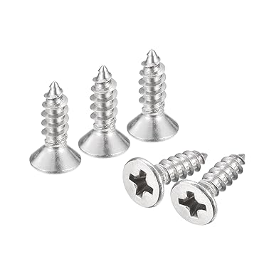 uxcell #4x3/8" Flat Head Sheet Metal Screws, 50pcs Phillips Drive Wood Screws 304 Stainless Steel Self Tapping Screws