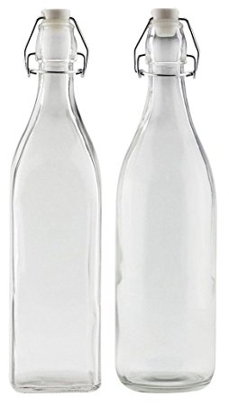 Beer Glass Bottles - with Stoppers Easy Cap 18 Ounce Set of 2 - by SWEESE