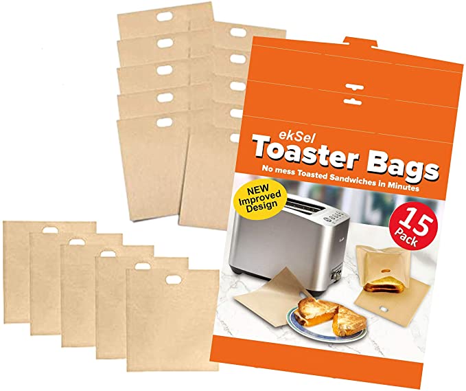 ekSel Non Stick Reusable Toaster Bags Pack of 15