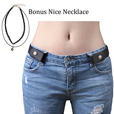 Buckle-free Elastic Women Belt for Jeans without Buckle, SANSTHS Comfortable Invisible Belt No Bulge No Hassle