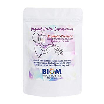 Biom Vaginal Probiotic Suppository Pack (5 Count) - Natural, Vegan Suppository for Balancing Vaginal pH, Reducing Odor