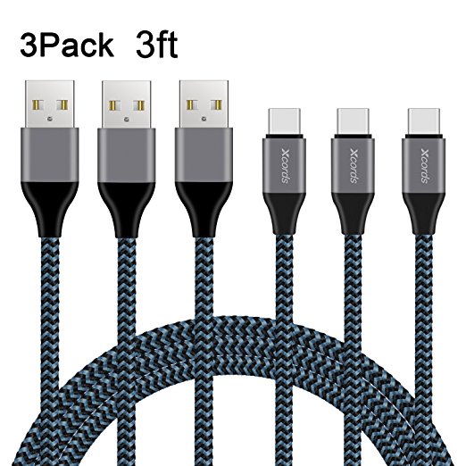 USB Type C Cable, Xcords USB C Cable USB C to USB 2.0 Nylon Braided S8 Charger Cable