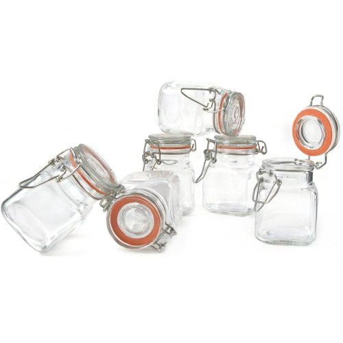 Grant Howard 50521 34-Ounce Square Clear Glass Spice Jar Set of 24 Small