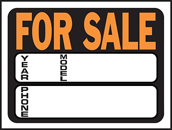 Hy-Ko Products 3031 Auto/Boat For Sale Plastic Sign 8.5" x 12" Orange/Black, 1 Piece