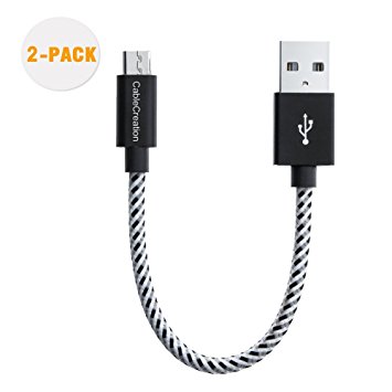 CableCreation 2-Pack Micro USB Cable, Fast Charging USB to Micro USB 24 AWG Triple Shielded Fast Charger Cable,Short Micro USB Cable for Fire Stick, Power Pack,Android Phone,0.5 ft - Black