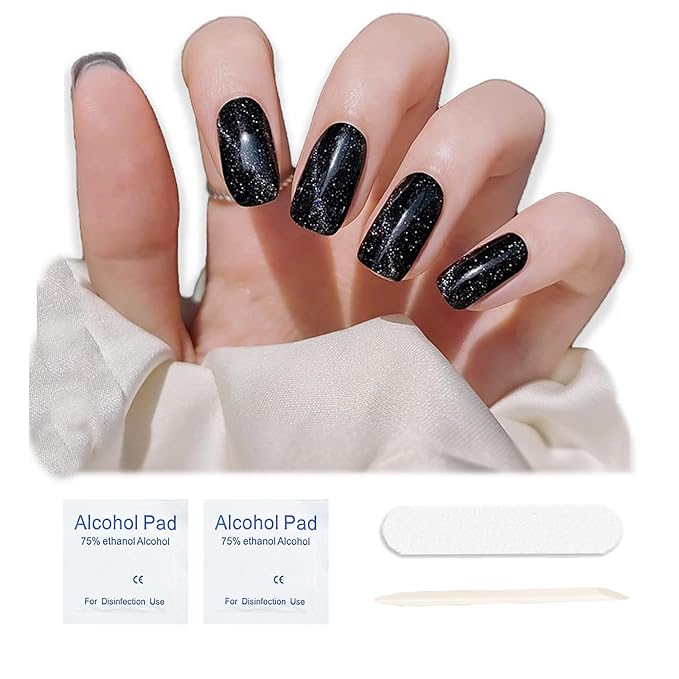 Semi Cured Gel Nail Strips, 20 pcs Gel Nail Stikers, Gel Nail Wraps Semi Cured, Salon-Quality, 2 Weeks Long Lasting