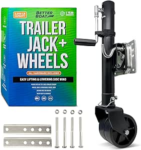 2000lbs Boat Trailer Jack with Wheel Trailer Tongue Jack Wheel Marine Trailer Jacks Bolt On Lift Roller Swivel Stands Utility Parts Hitch Heavy Duty Two Wheel Double Wheel Boat Lift Kit 2000 lb