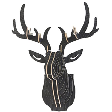 A.B Crew Vintage Style DIY 3D Puzzle Deer Head Wall Hanging Decor(Black)
