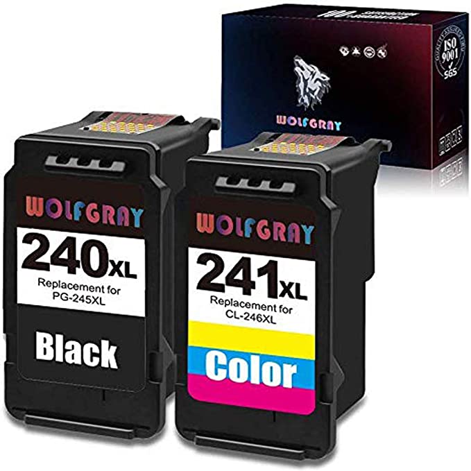 Wolfgray PG-240XL CL-241XL Ink Cartridges Compatible for Canon PG-240 CL-241 Ink Work with Canon PIXMA MG3620 MX472 MX452 MG3220 MG3520 MG2220 MX532 MX432 MG2120 MX512 MG3522 TS5120(1Black,1Tri-Color)