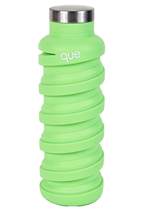 Collapsible Water Bottle - BPA-Free, Leak Proof, Lightweight 20oz Eco - Friendly Reusable Silicone Travel Sports Camping Water Bottle by que Bottle
