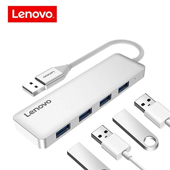 Lenovo 4-Port USB 3.0 Hub, Slim Aluminum USB-A Data Hub for iMac Pro, MacBook Air, Mac Mini, Mac Pro, Surface Pro, Notebook PC, USB Flash Drives, Mobile HDD, and More