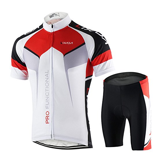 Men's Cycling Jersey, Lixada Quick-Dry Breathable Short Sleeve Biking Shirt with 3D Padded Shorts Cycling Clothing Set