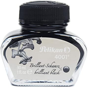Pelikan 4001 Bottled Ink for Fountain Pens, Brilliant Black, 30ml, 1 Each (301051)
