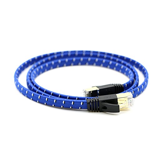 Pasow CAT7 RJ45 10Gbps Ethernet Internet Cable Nylon Braid STP LAN Network Cord (3FT/1M)