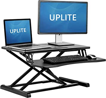 Uplite Standing Desk Converter Laptop and Monitor Sit Stand Workstation with Height Adjustable Black