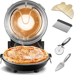 Pizza Oven, Upgrade Portable Pizza Oven Indoor, 1200W Electric Pizza Oven, 12 Inch Pizza Oven Countertop Heats Up to 800°F with Viewing Window & Timer, Effortless Homemade Pizza Experience