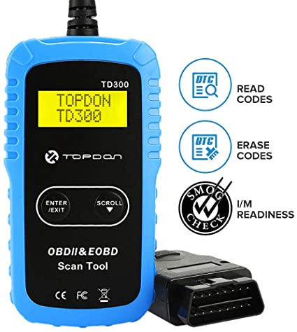 TT TOPDON TD300 OBD2 Scanner Code Reader with Engine Light Turn-Off, I/M Readiness Check, 7000 DTC Definitions