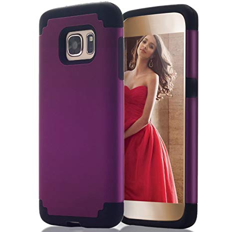 Ailun Phone Case Compatible with Galaxy S7 Soft Interior Silicone Bumper Hard Shell Solid PC Back Shock Absorption Skid Proof Anti Scratch Hybrid Dual Layer Slim Cover Purple