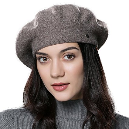 ENJOYFUR Women French Beret Hat Autumn Wool Knitted Cap Beret Beanie Winter Hat